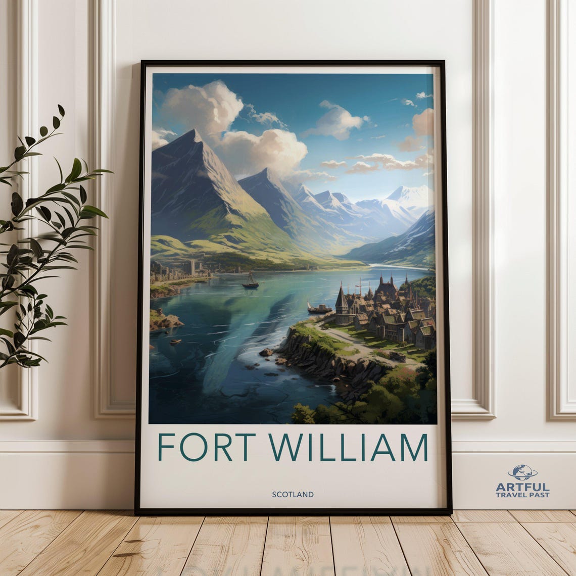 Fort William Scotland Vintage Travel Poster Dramatic Highlands Lake