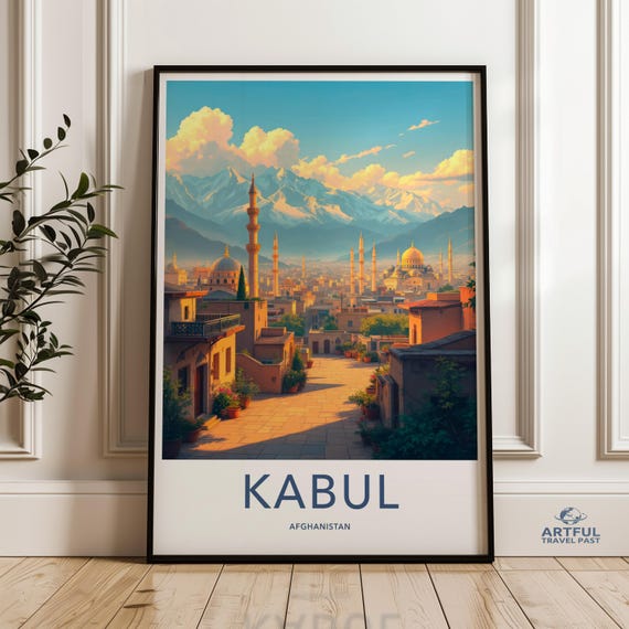 Kabul Afghanistan Travel Poster Vintage Wall Art City Print Retro Decor