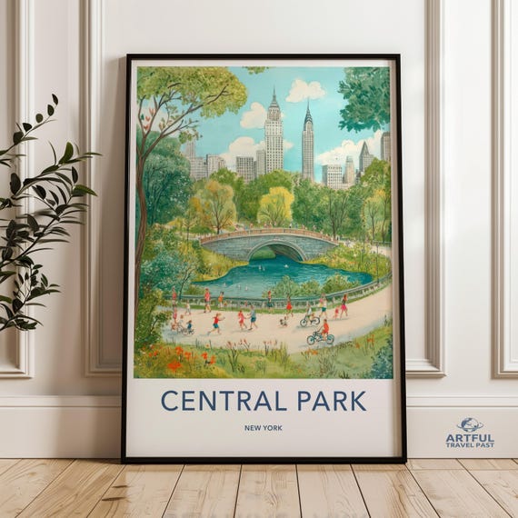 Central Park New York City Skyline Wall Art Print Urban Landscape Decor Manhattan Illustration Nyc Home Decoration Gift