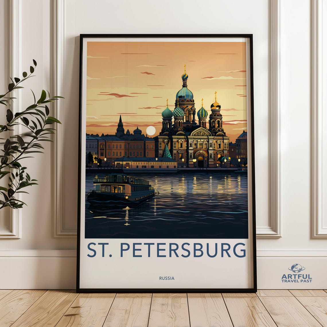 Saint Petersburg Russia Church of the Spilled Blood Sunset Poster