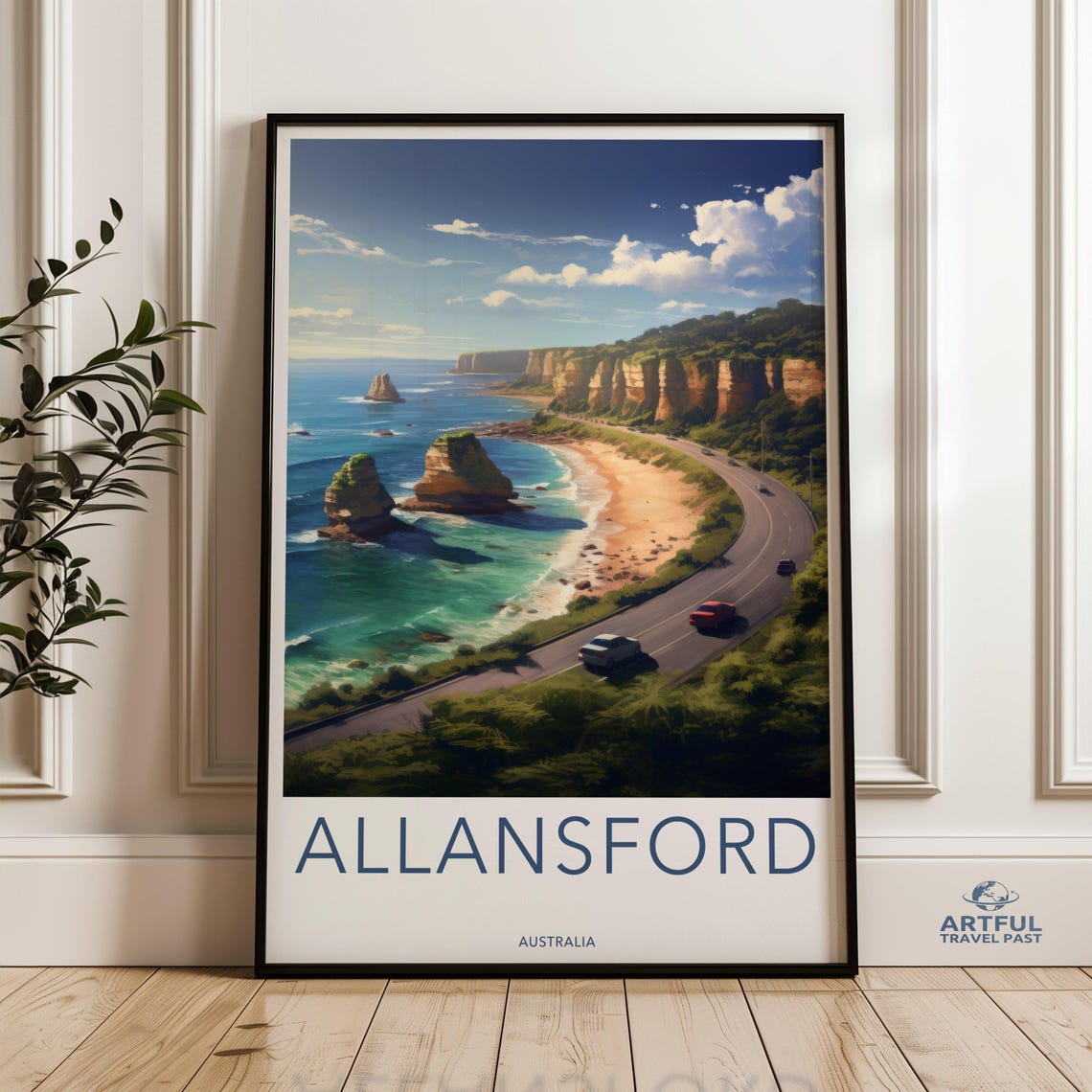 Allansford Australia Coastal Road and Cliffs Scenic Travel Poster