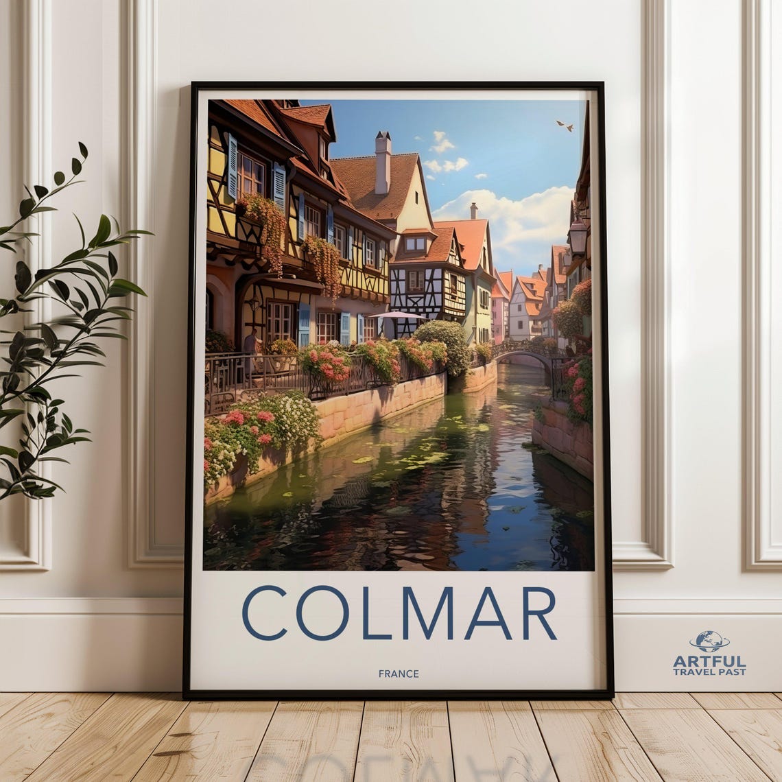 Colmar France Canal with Flower Lined Half Timbered Houses Poster