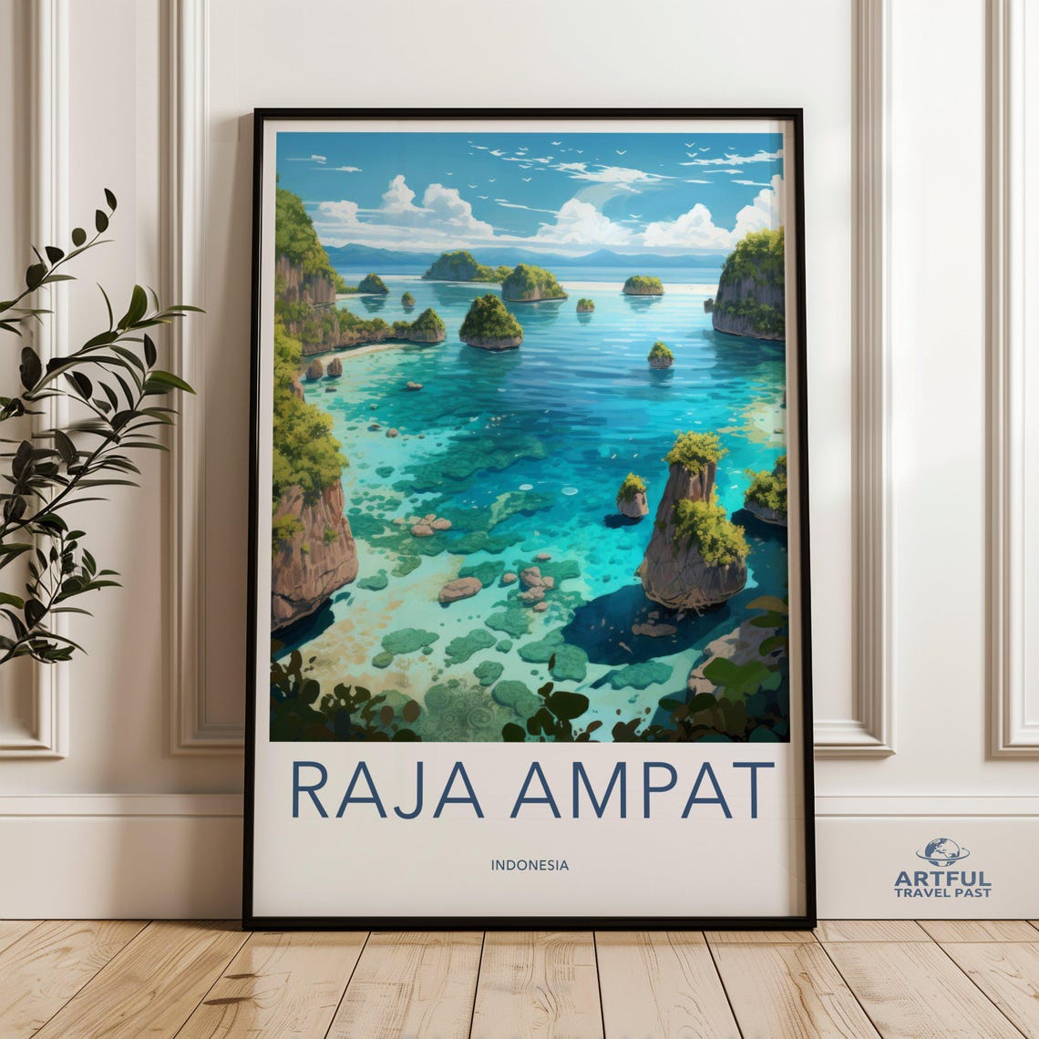 Raja Ampat Indonesia Turquoise Lagoon Karst Islands Travel Poster