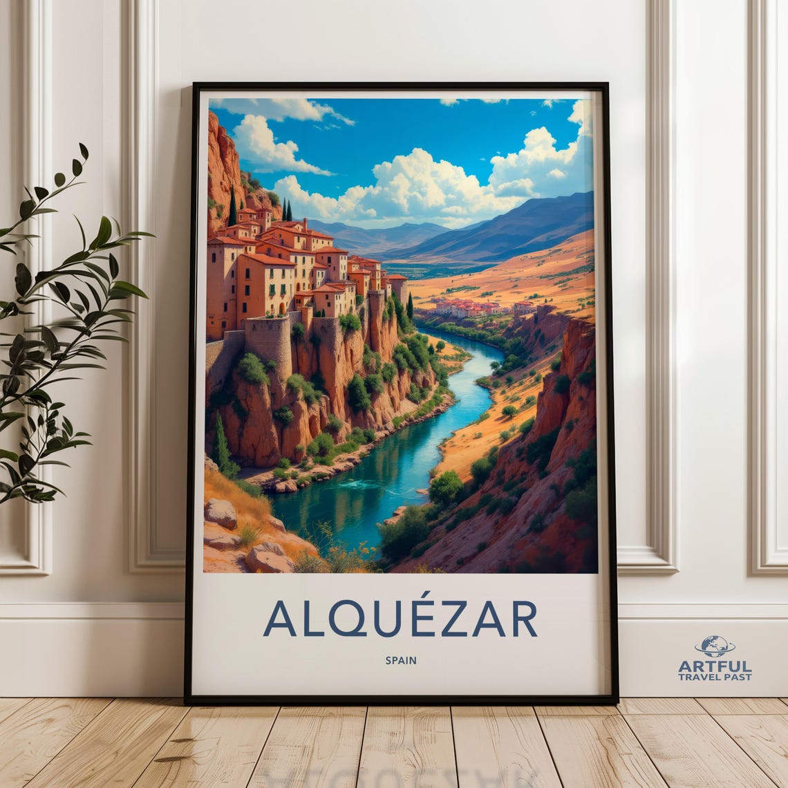 Alquézar Spain Cliff Top Village Overlooking a Canyon River Poster