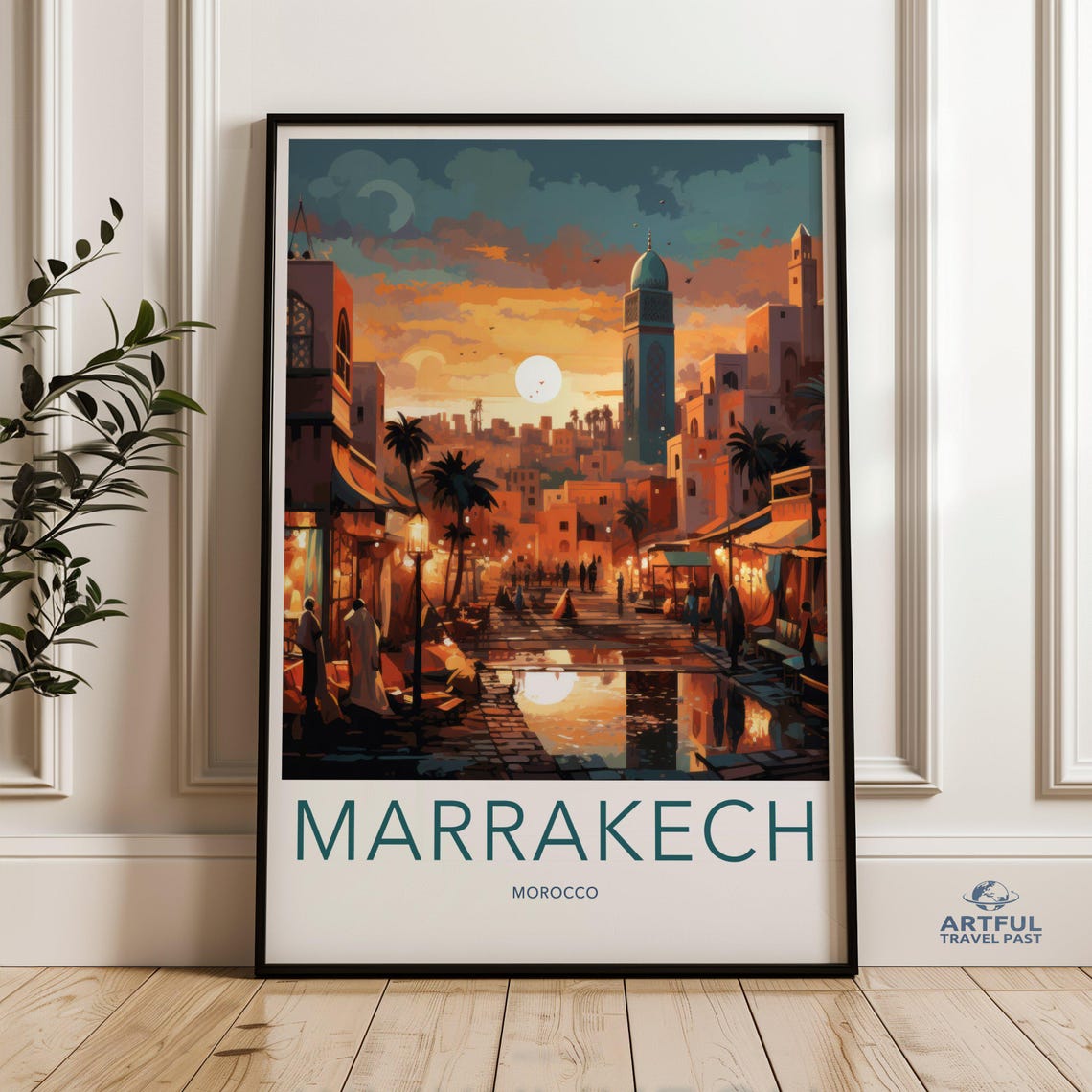 Marrakech Morocco Wall Art Vibrant Sunset Cityscape Moroccan Souk Architectural Wonders Cultural Landmarks Home Decor