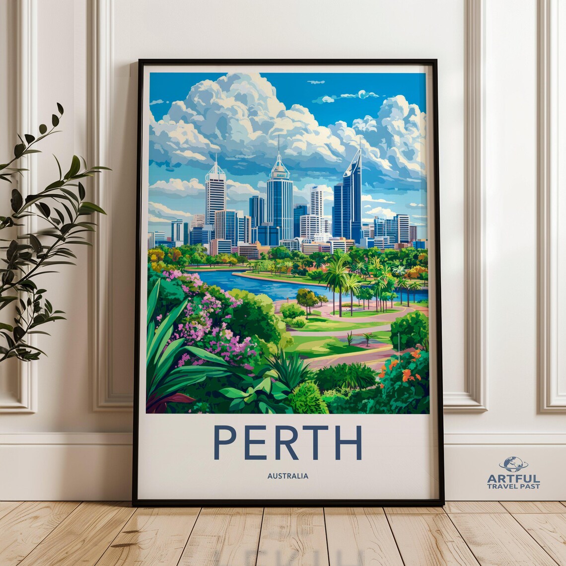 Perth Australia Cityscape Art Print, Skyline Poster