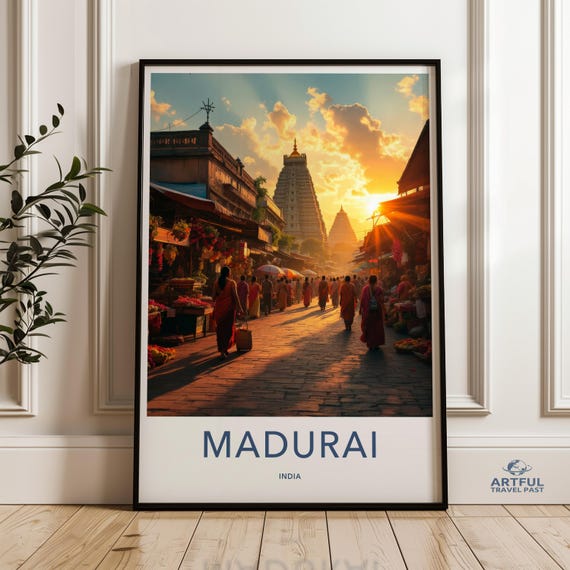 Madurai Travel Art Print India Wall Photography Cityscape Poster Heritage Decor Souvenir Home