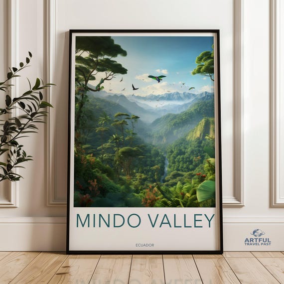 Mindo Valley Ecuador Wall Art Scenic Nature Print Lush Green Landscape Tropical Forest Ecuadorian Mountains South Decor