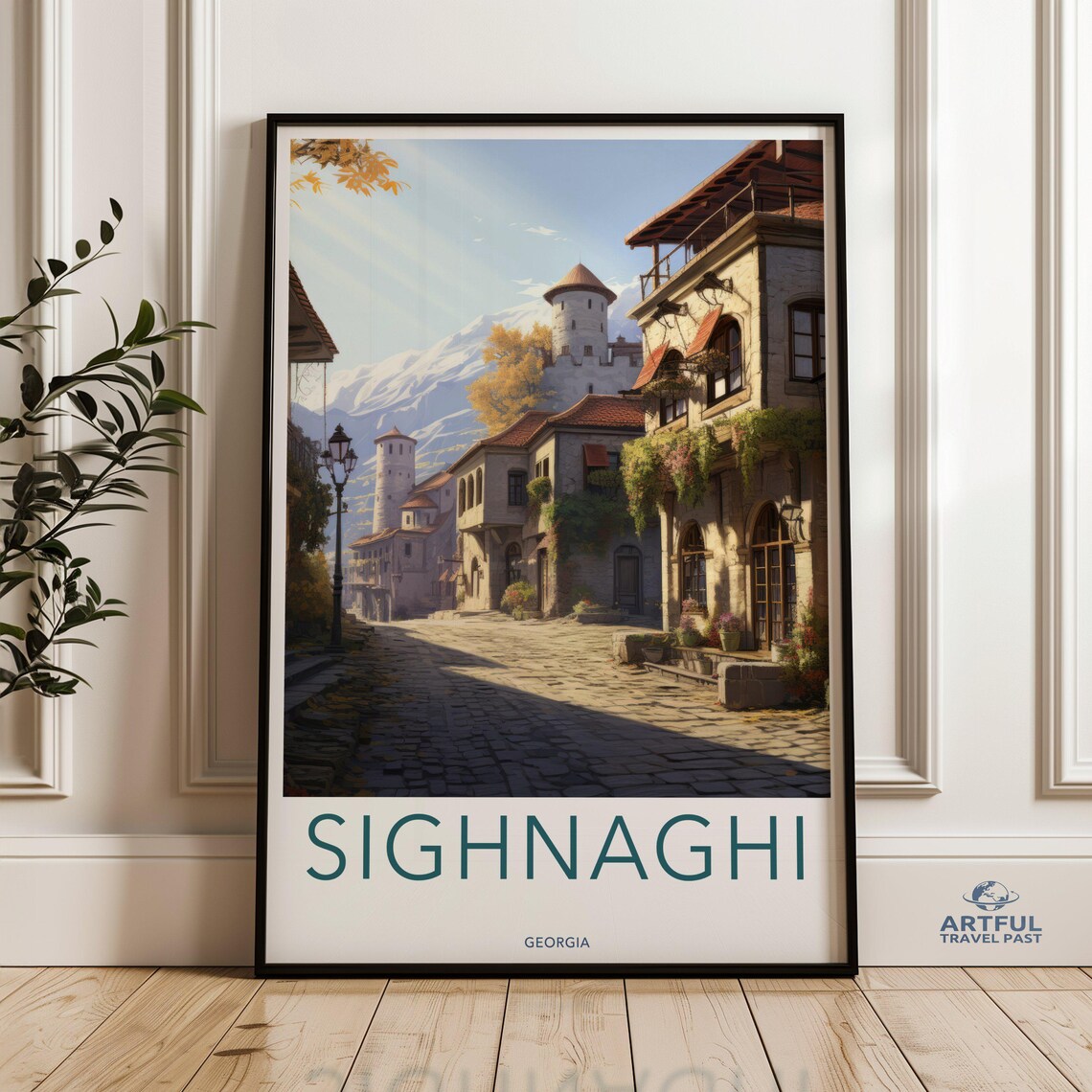 Sighnaghi Georgia Medieval Old Town Mountain Street Travel Poster
