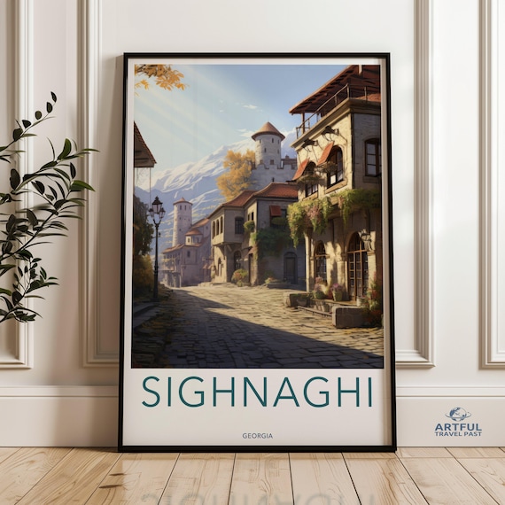 Sighnaghi Georgia Medieval Old Town Mountain Street Travel Poster