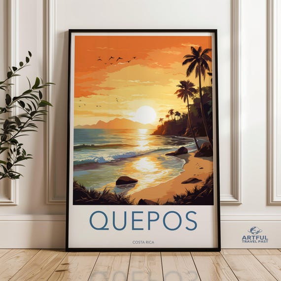 Quepos Costa Rica Sunset Beach Art Tropical Paradise Wall Print Coastal Decor Nature Landscape Poster Ecofriendly Artwork