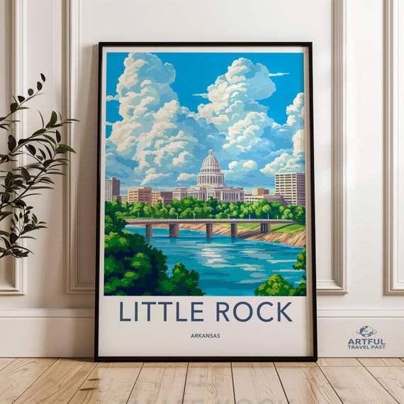 Little Rock Arkansas Wall Art Cityscape Print Capitol Decor Illustrative Poster