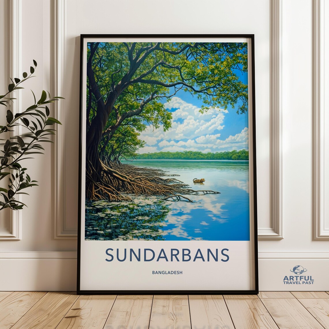 Sundarbans Bangladesh Mangrove Tiger Nature Vintage Travel Poster