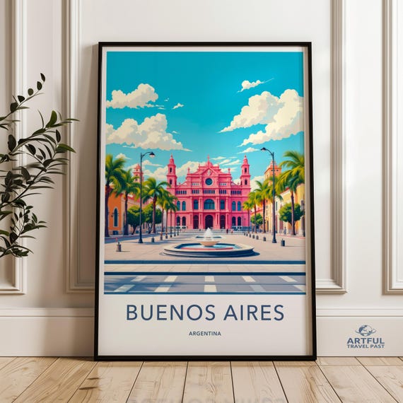 Buenos Aires Wall Art Travel Poster Vintage Style Print Home Decor Cityscape Artwork Bedroom Decoration Retro