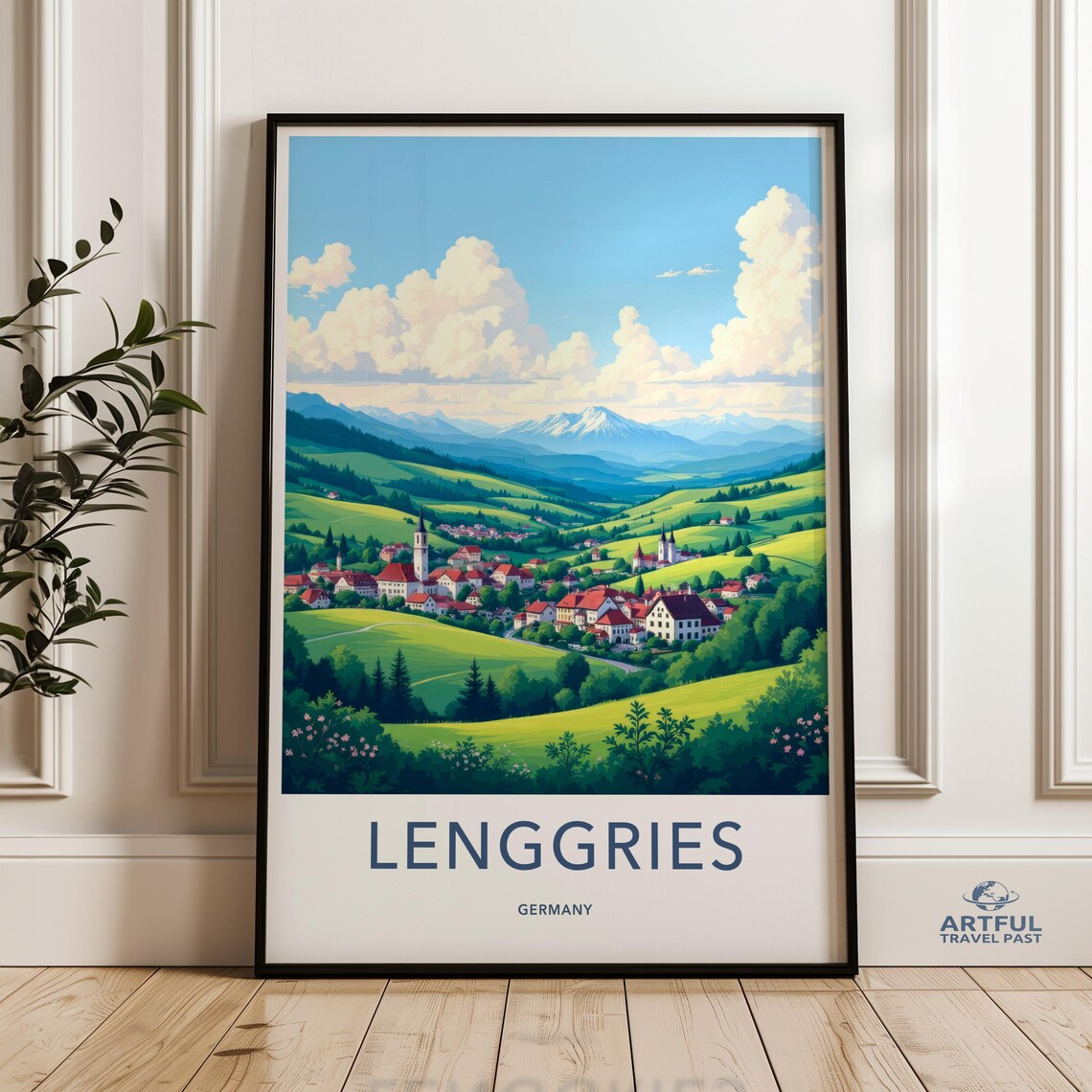 Lenggries Germany Alpine Village Church Bavarian Mountain Art Poster