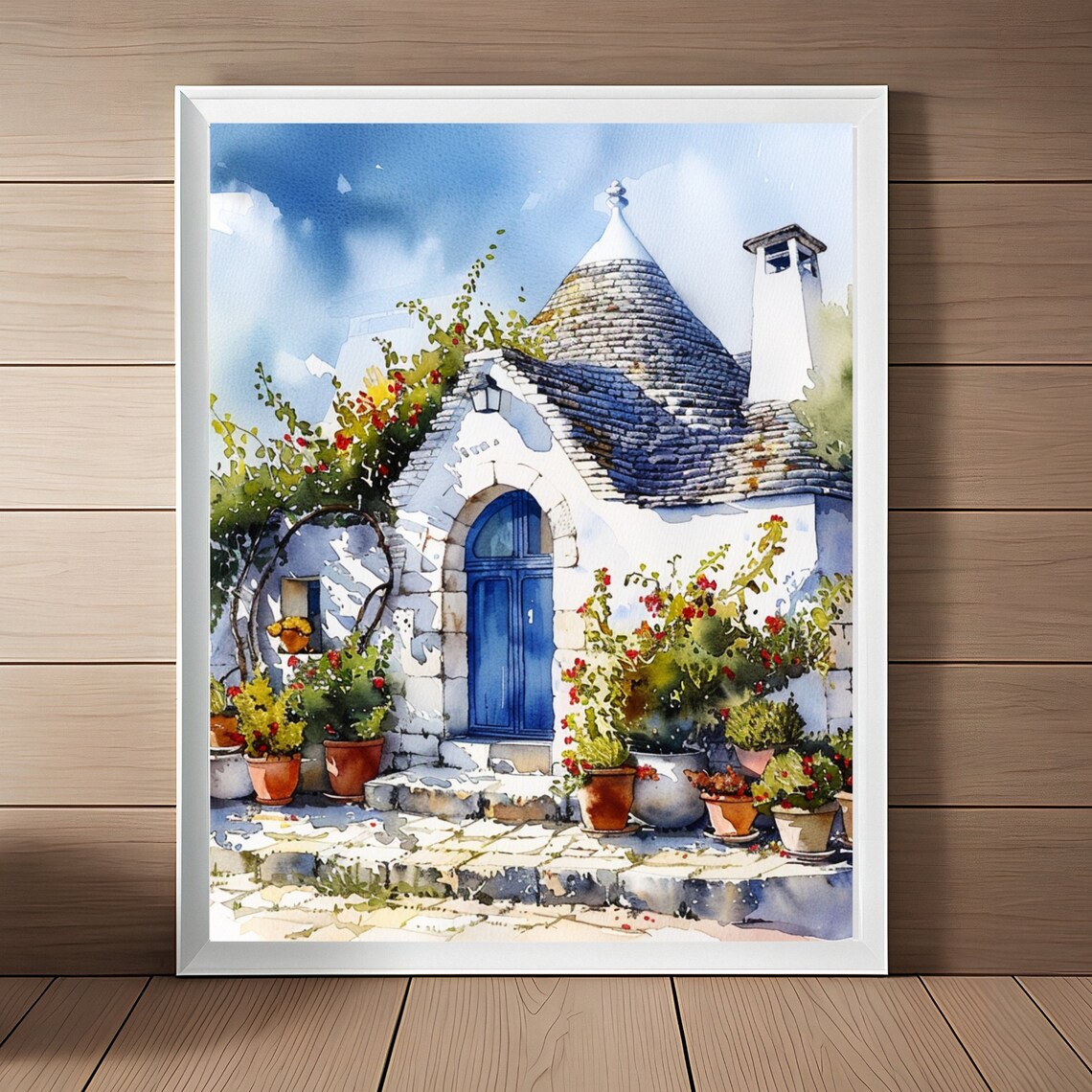 Trulli House Alberobello Watercolor Art Print, Puglia