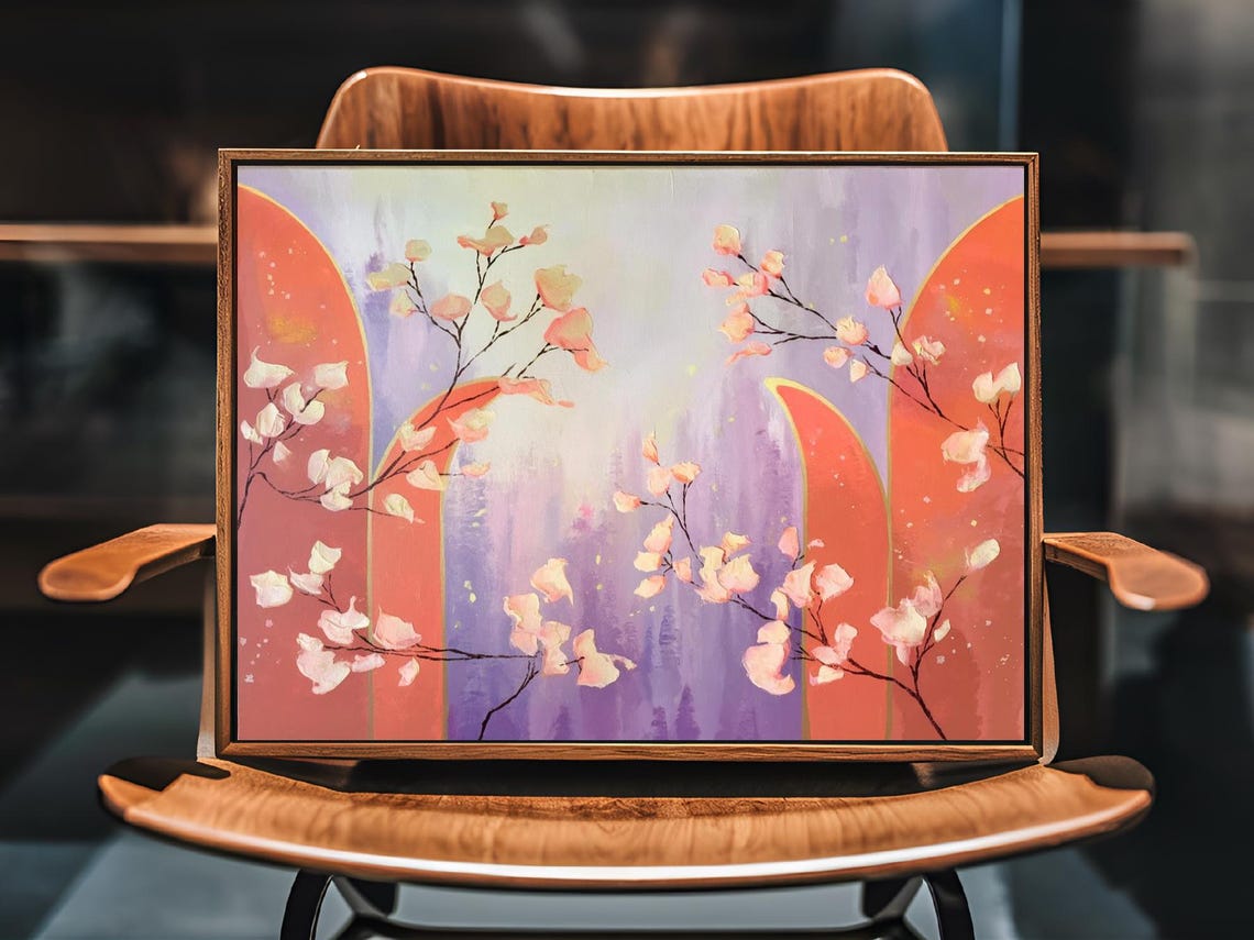 Dried Cherry Blossom Flakes Minimalistic Art Print Nature Decor Wall Room - Image 3