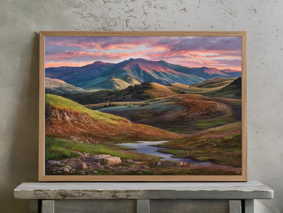 Mountain Fields Nature Art Print Decor Wall Room