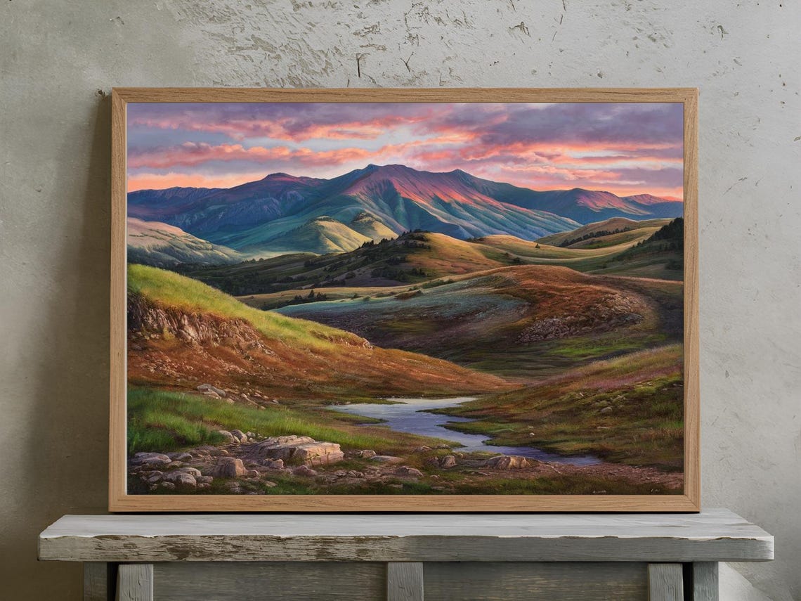 Mountain Fields Nature Art Print Decor Wall Room