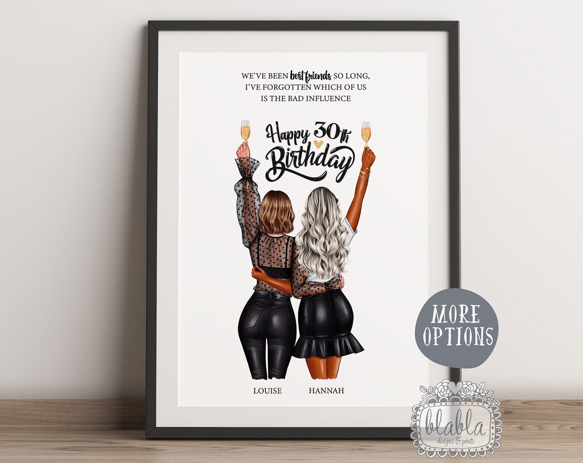 Happy 30th Birthday Best Friends Champagne Cheer Party Poster