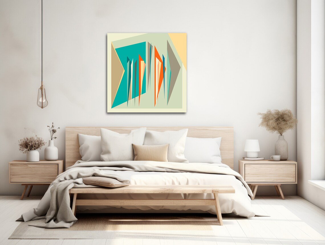 Mid-Century Abstract Geometric Square Art Print - Image 2