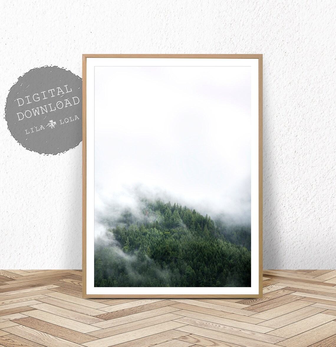 Scandinavian Forest Misty Pine Trees Art Print
