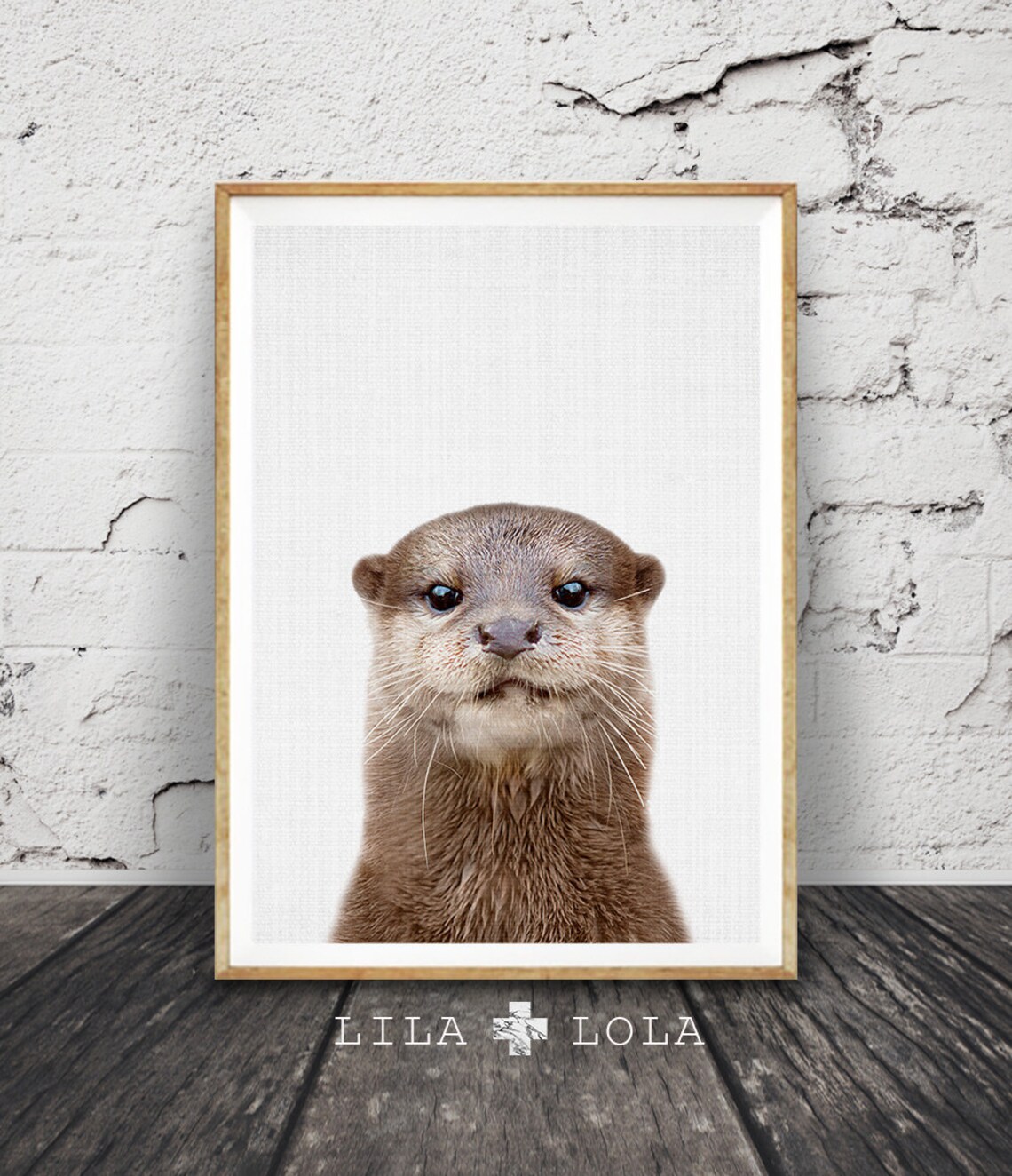 Otter Print, Minimalist Color Photo Poster
