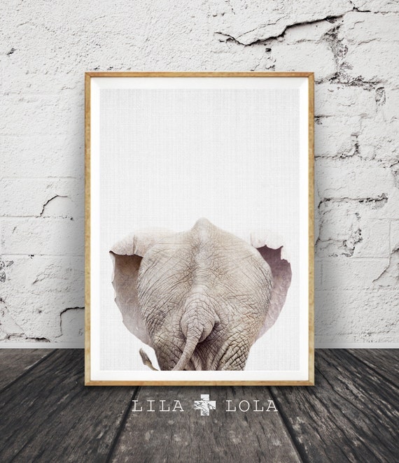 Baby Elephant Tail Print African Safari Nursery Decor
