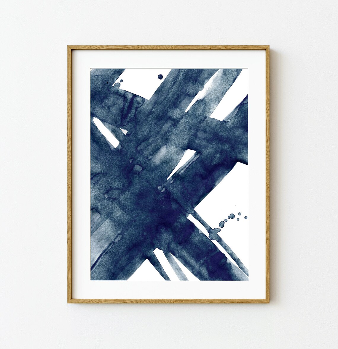 Navy Blue Abstract Watercolor Art Print, Modern
