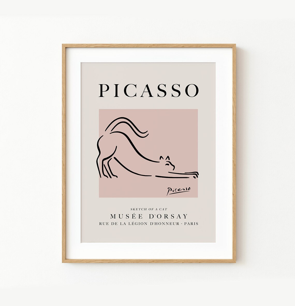 Picasso-Inspired Cat Line Art Art Print