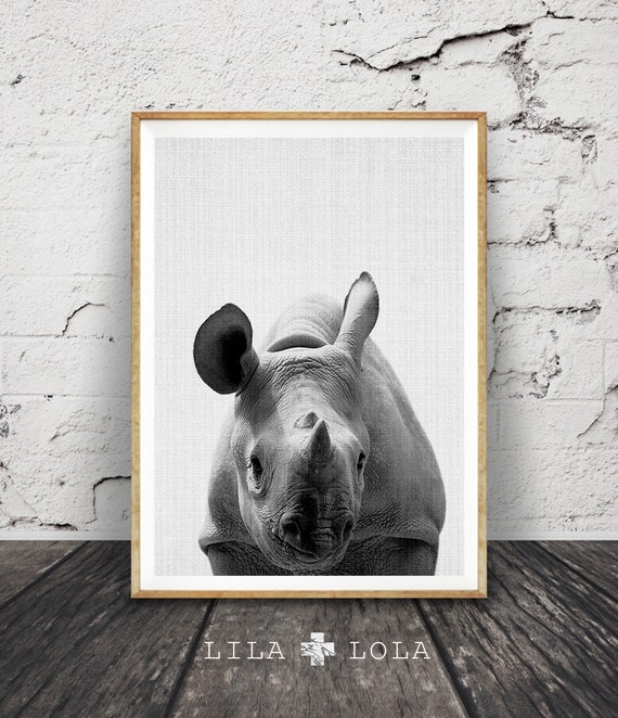 Rhino Art Print, Safari Nursery Decor