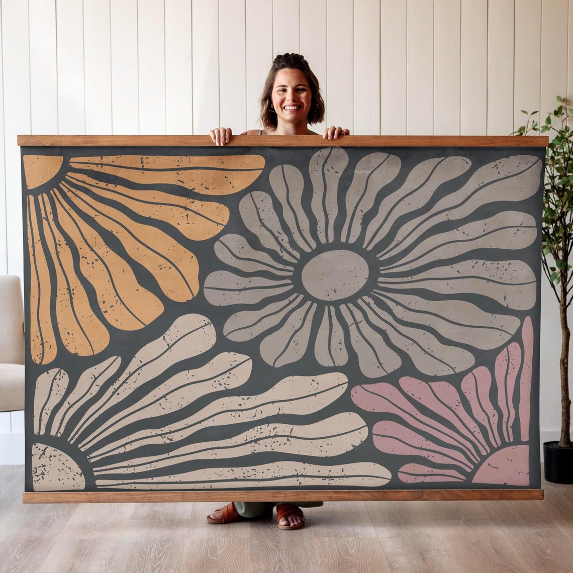 Boho Flower Art, Boho Wall Tapestry - Image 3