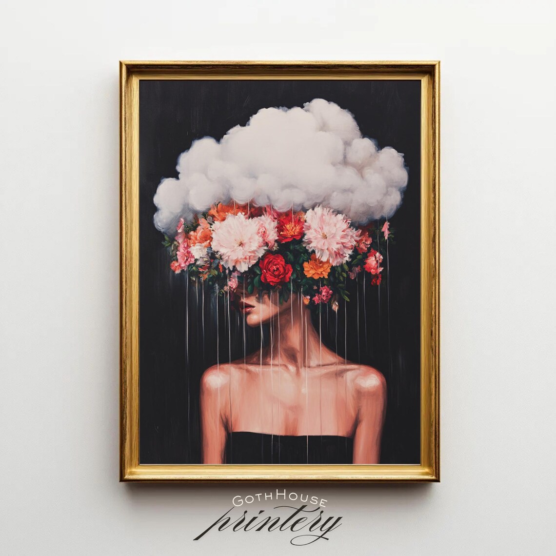 In Clouds Portrait Surreal Woman Poster Print