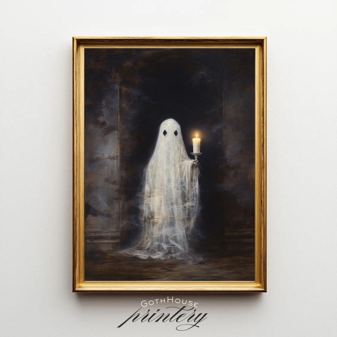 Holding Candle Gothic Art Print, Dark Academia