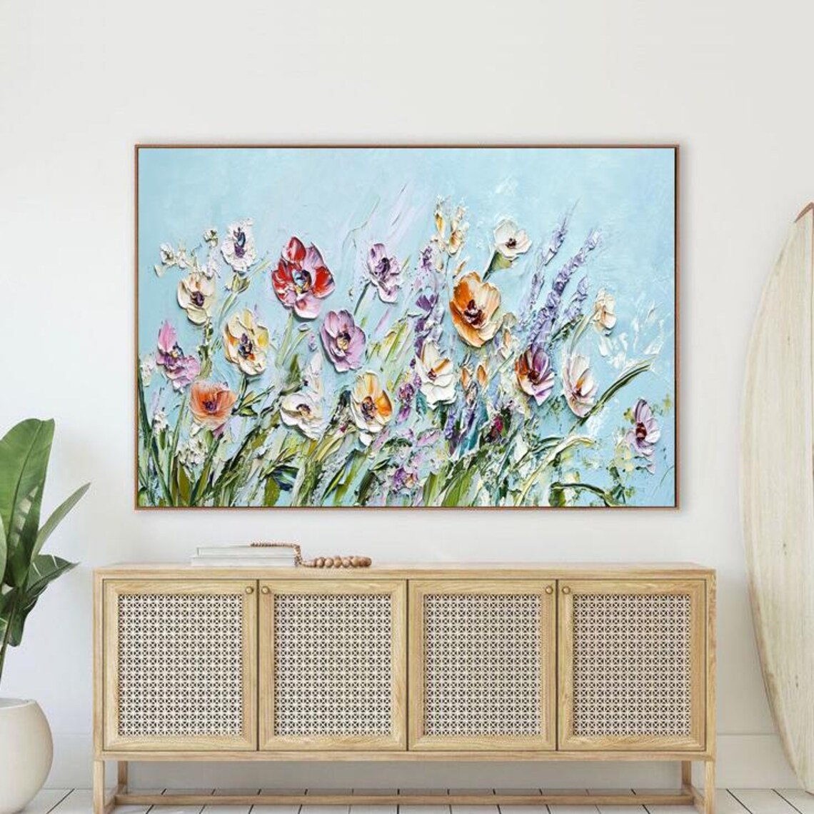 Wildflower Garden Colorful Impasto Floral Meadow Scene Art Poster