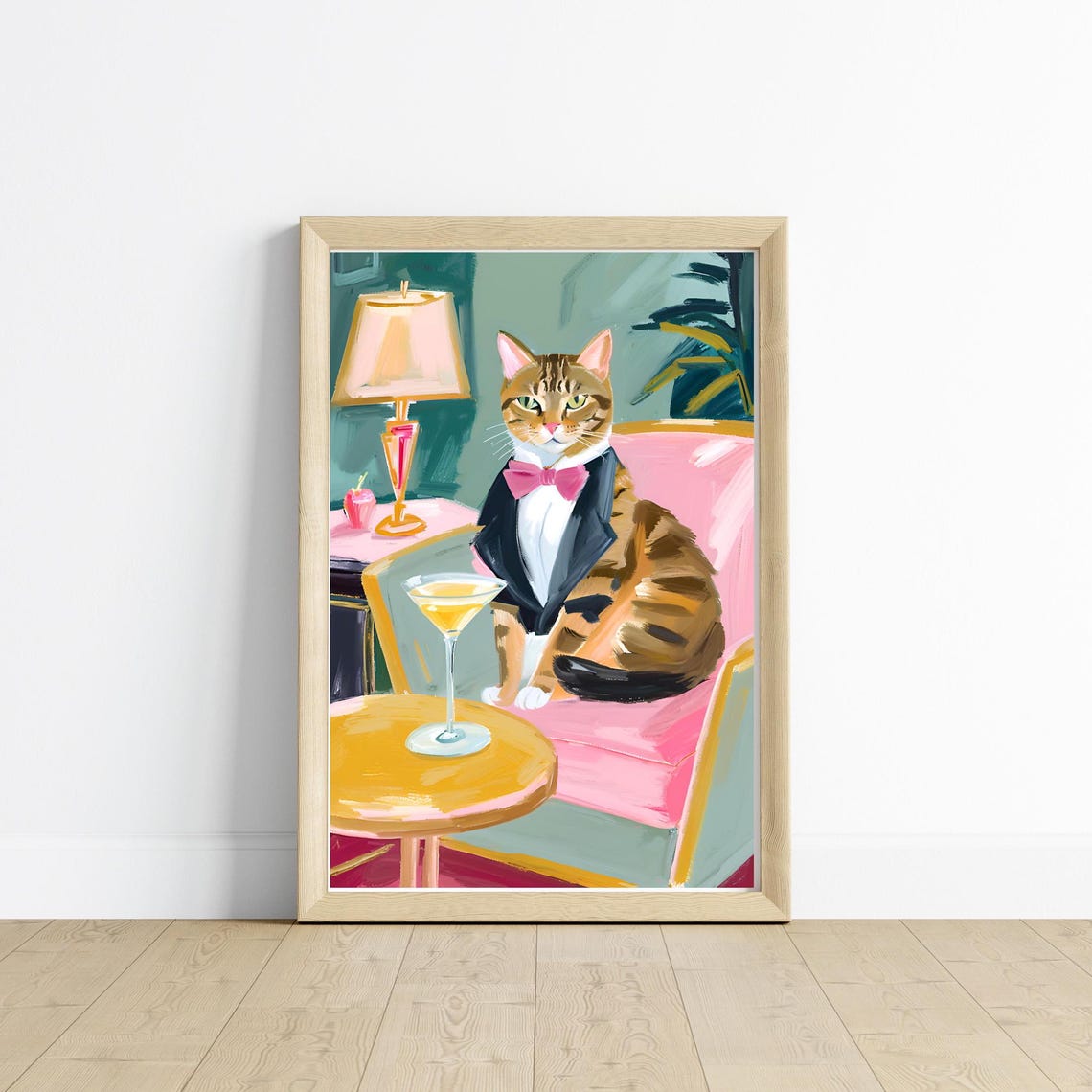 Tiger Stripe Tabby Cat Bartender, Bar Cart Decor
