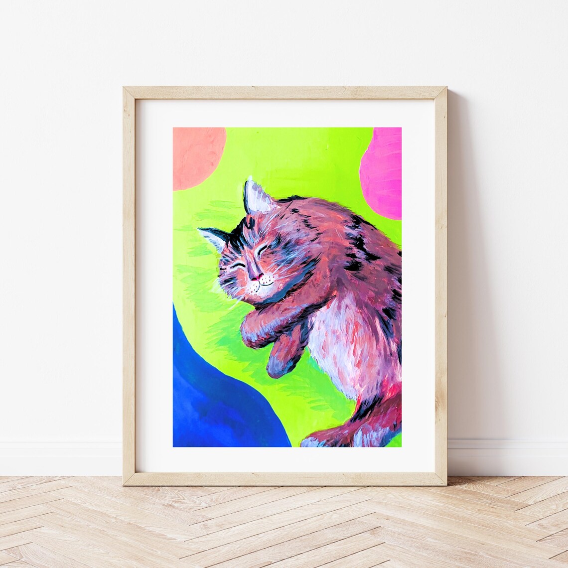 Cat Pop Art Print, Sleeping Cat Wall Decor