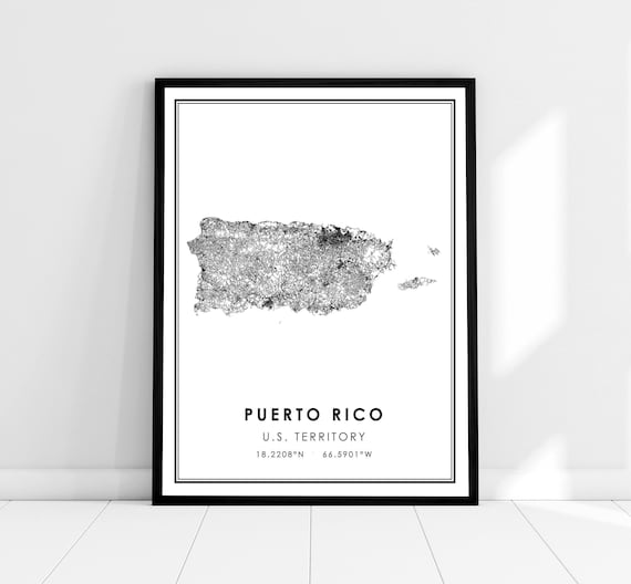 Puerto Rico United States Map Print Poster