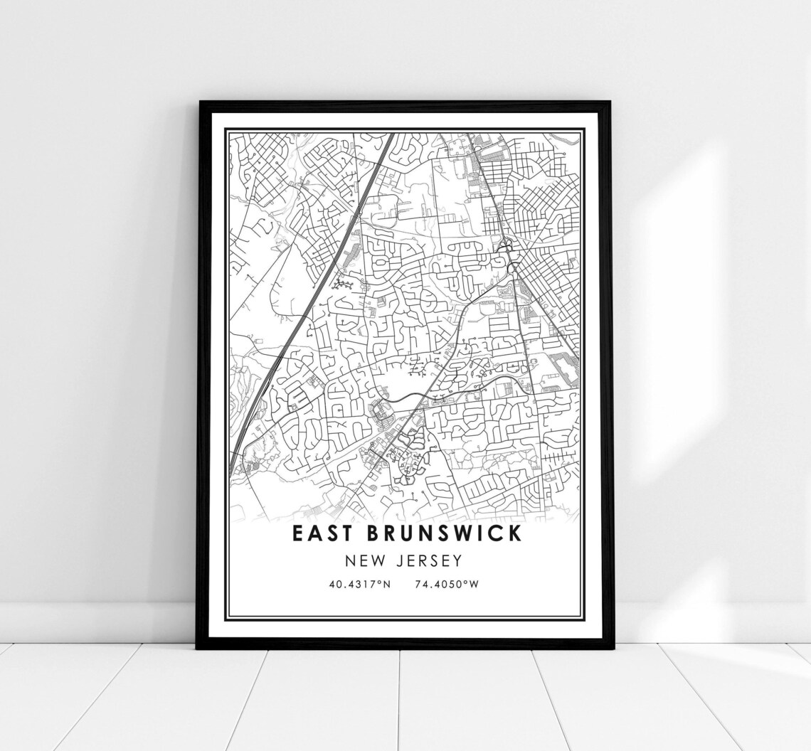 East Brunswick Map Print Poster, New Jersey City
