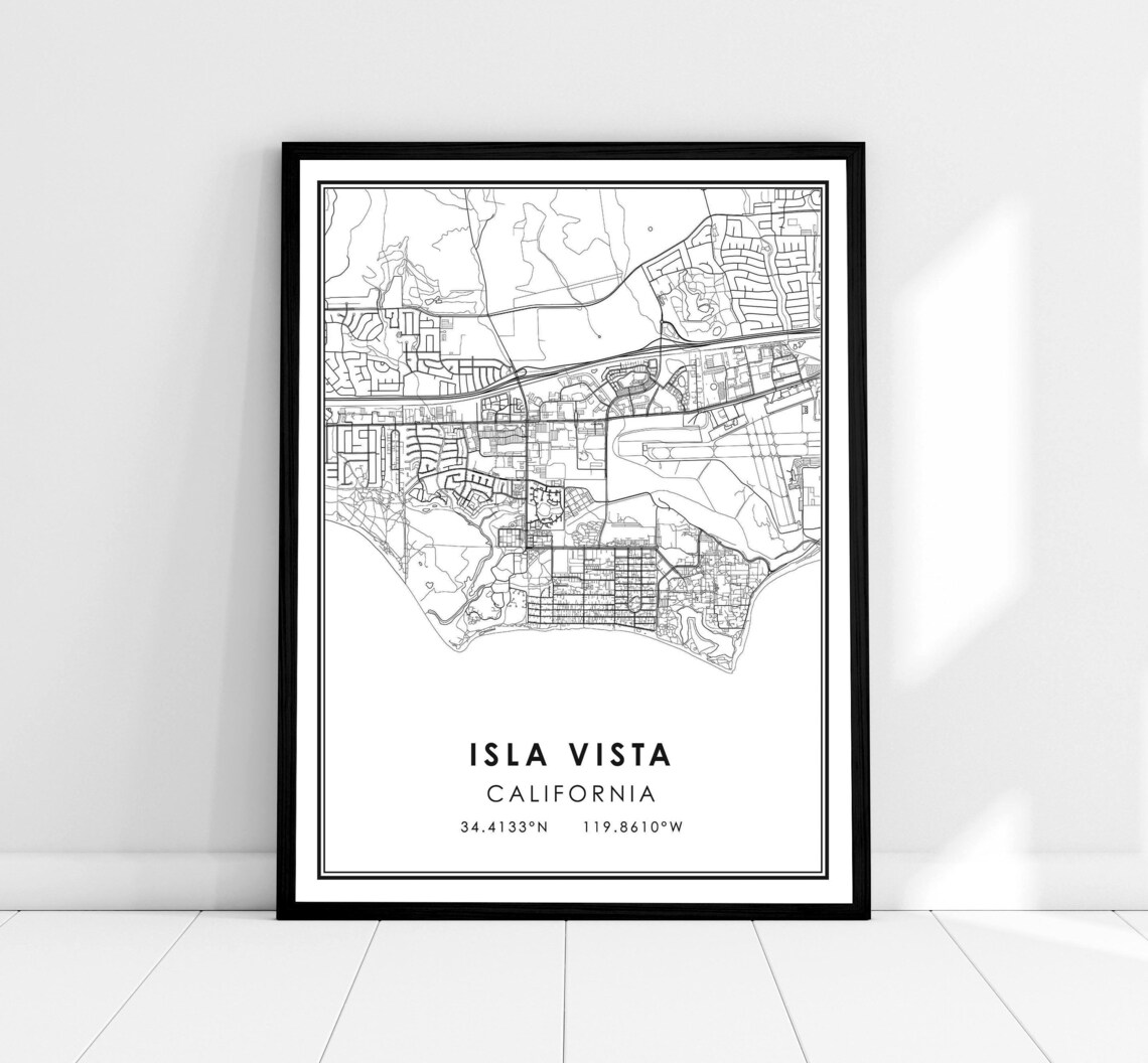 Isla Vista Map Travel Poster, Country City