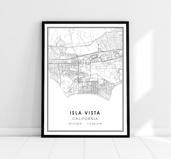 Isla Vista Map Travel Poster, Country City