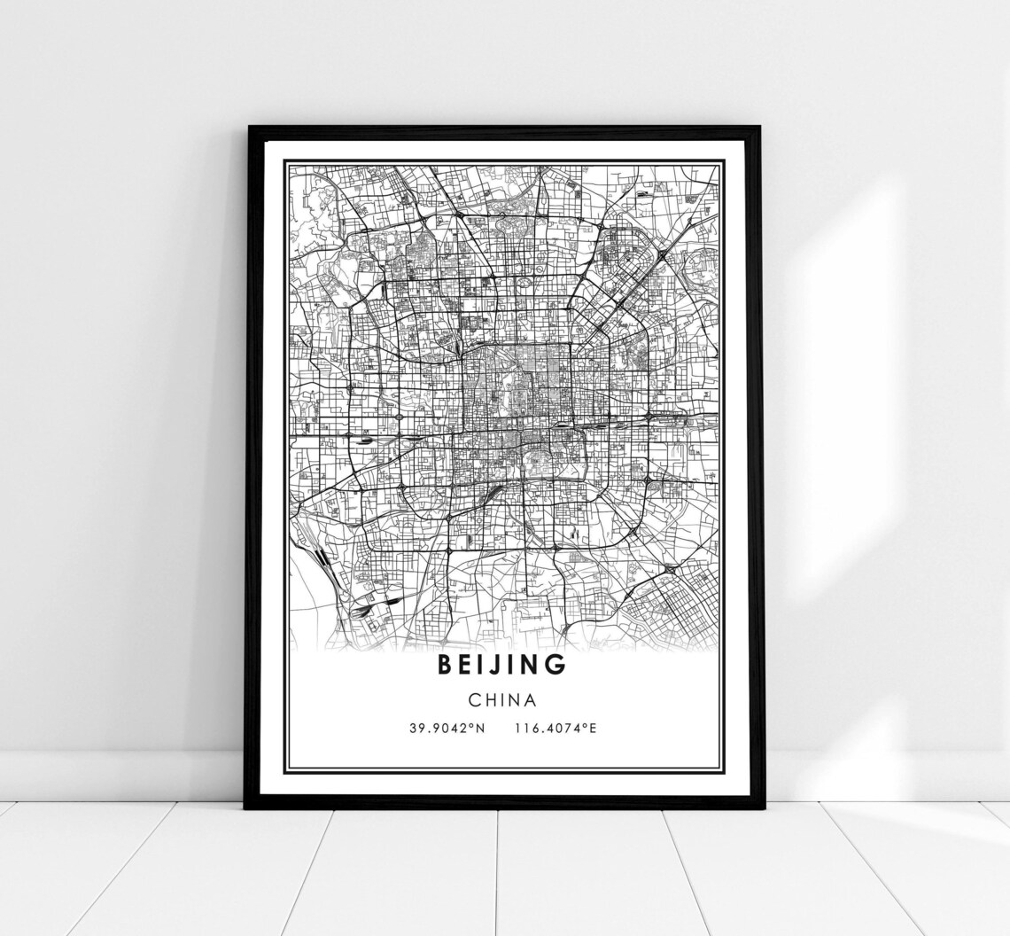 Beijing Map Print, China City Travel Poster