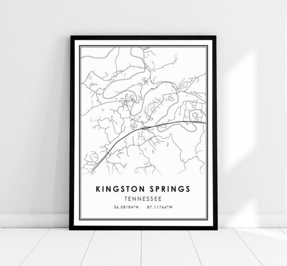 Kingston Springs Tennessee Minimalist City Map Street Line Art Poster