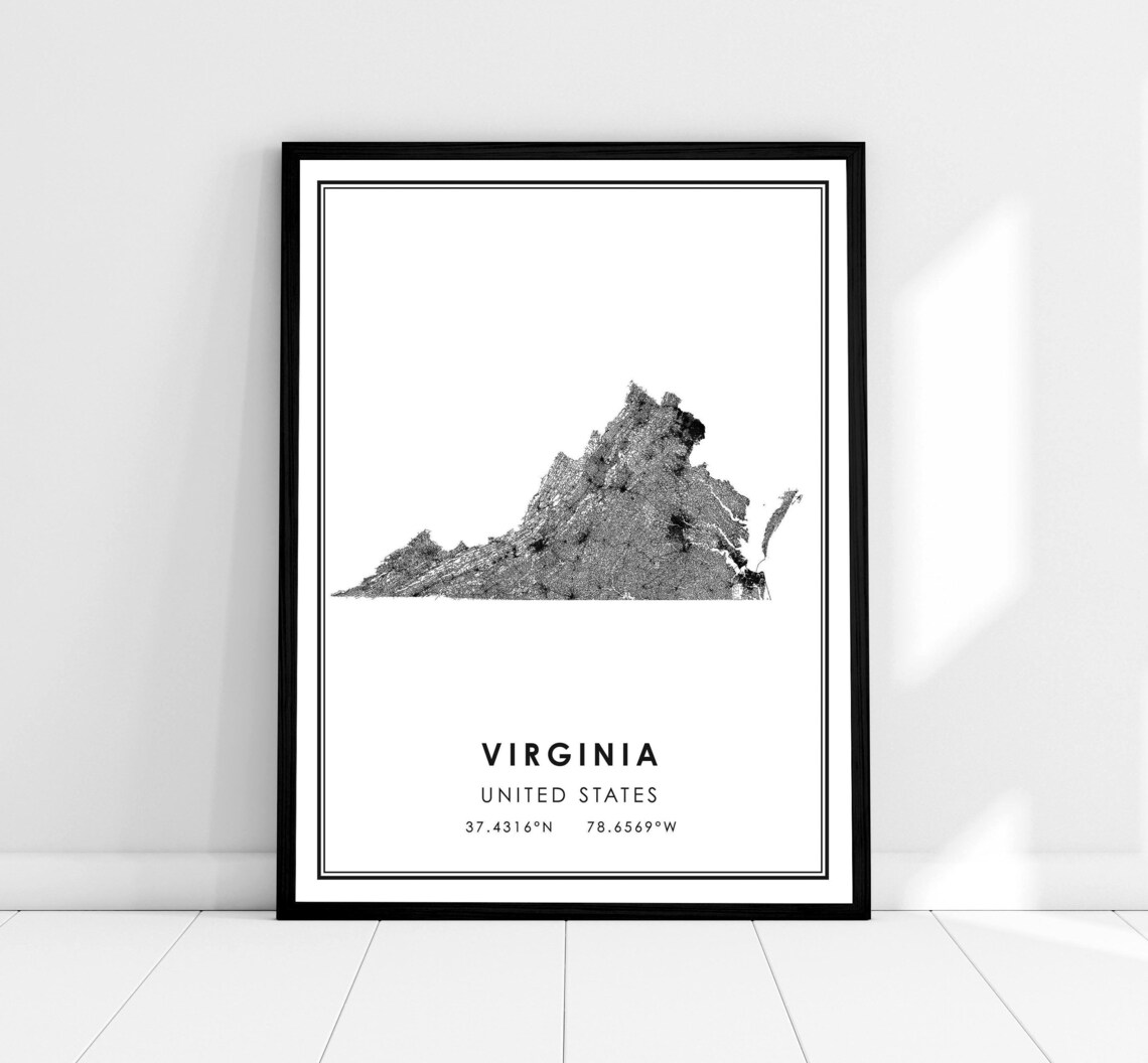 Virginia US Map Poster, State Road Travel Map