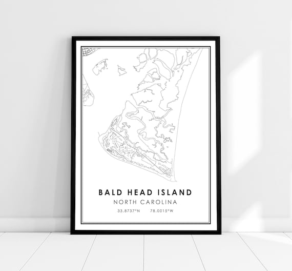 Bald Head Island North Carolina Minimalist Map Line Art Decor Poster