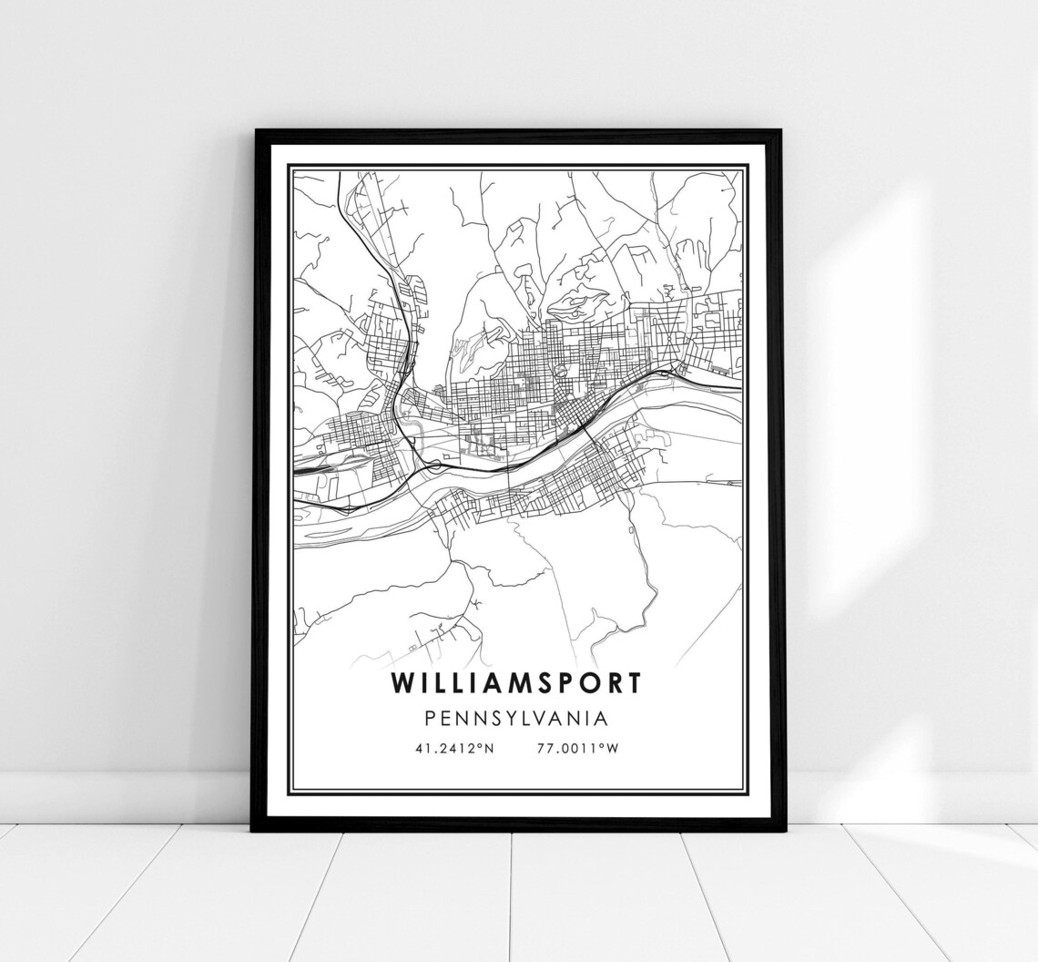 Williamsport Map Print, Pennsylvania City Travel Poster