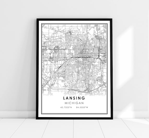 Lansing Map Print Poster, Michigan City