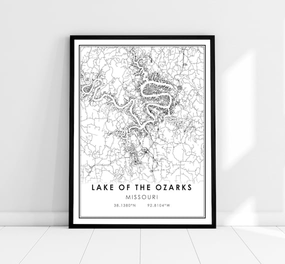 Lake Of The Ozarks Map Print, Missouri Travel Poster