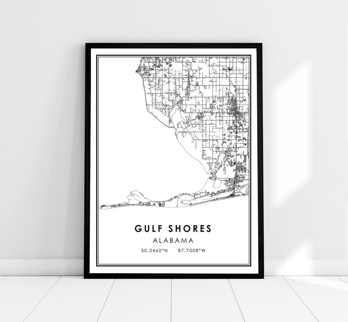 Gulf Shores Map Print, Alabama Travel Poster