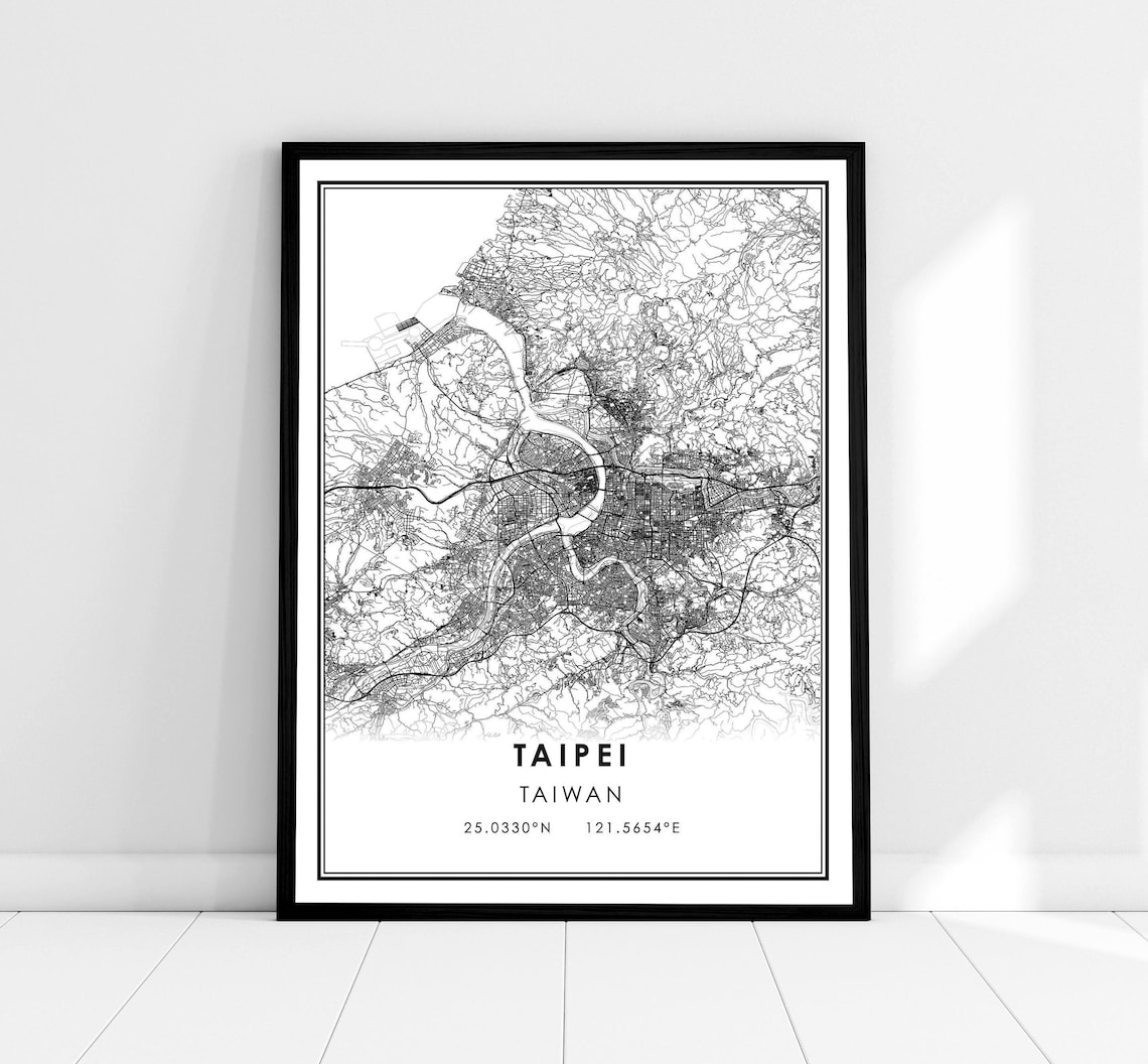 Taipei Map Print Poster, Taiwan City Travel Art
